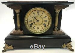 Antique 14 SETH THOMAS Lion Head Adamantine Mechanical Wind Mantle Clock READ