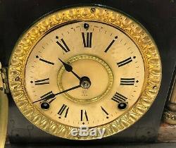 Antique 14 SETH THOMAS Lion Head Adamantine Mechanical Wind Mantle Clock READ