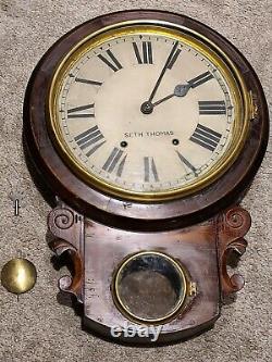 Antique 1800's SETH THOMAS Brighton Round Top Time/Strike Regulator Wall Clock