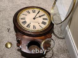 Antique 1800's SETH THOMAS Brighton Round Top Time/Strike Regulator Wall Clock