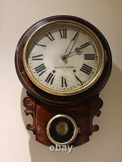 Antique 1800's SETH THOMAS Brighton Round Top Time/Strike Regulator Wall Clock
