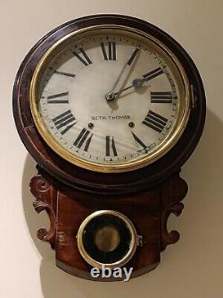 Antique 1800's SETH THOMAS Brighton Round Top Time/Strike Regulator Wall Clock