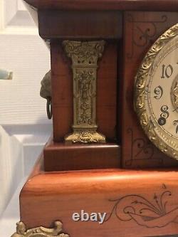 Antique 1800's Seth Thomas Adamantine 295A Chime Bell 8 Day Cherry Wood Clock