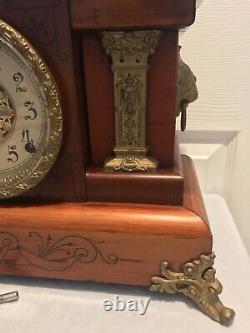 Antique 1800's Seth Thomas Adamantine 295A Chime Bell 8 Day Cherry Wood Clock