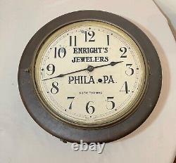 Antique 1800's Seth Thomas Jewelers wooden veneer wood advertisement wall clock