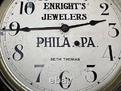 Antique 1800's Seth Thomas Jewelers wooden veneer wood advertisement wall clock