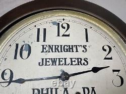 Antique 1800's Seth Thomas Jewelers wooden veneer wood advertisement wall clock