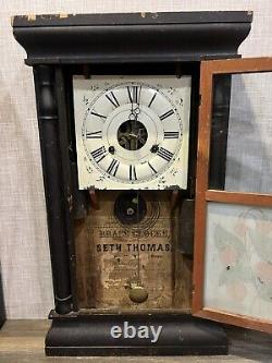 Antique 1800s Seth THOMAS Weight Driven Wooden COLUMN Clock PENDULUM MACHANICAL