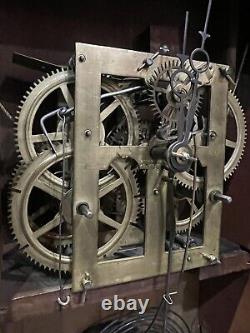 Antique 1800s Seth THOMAS Weight Driven Wooden COLUMN Clock PENDULUM MACHANICAL