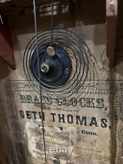 Antique 1800s Seth THOMAS Weight Driven Wooden COLUMN Clock PENDULUM MACHANICAL