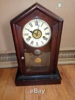 Antique 1800s Seth Thomas Lg Shelf Mantle Alarm 8 Day Clock Runs
