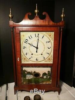 Antique 1820s Mark Leavenworth Pillar and Scroll Mantle Shelf Clock Waterbury CT