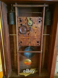 Antique 1820s Mark Leavenworth Pillar and Scroll Mantle Shelf Clock Waterbury CT