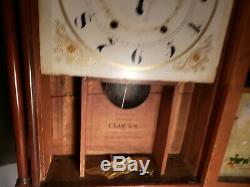 Antique 1820s Mark Leavenworth Pillar and Scroll Mantle Shelf Clock Waterbury CT