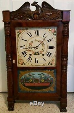 Antique 1830 SETH THOMAS Plymouth Conn. Pillar & Splat Wood Works Mantel Clock