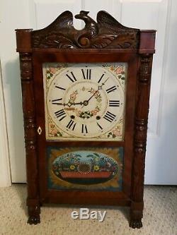 Antique 1830 SETH THOMAS Plymouth Conn. Pillar & Splat Wood Works Mantel Clock