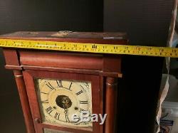 Antique 1850's Seth Thomas Column & Cornice Wood Shelf Clock Time & Strike