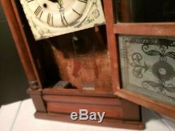 Antique 1850's Seth Thomas Column & Cornice Wood Shelf Clock Time & Strike