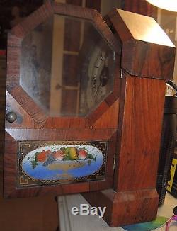 Antique 1860's SETH THOMAS Rosewood Octagon Top Cottage Mantel Clock GOOD COND