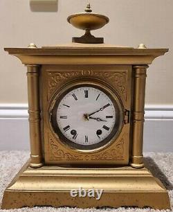 Antique 1872 Seth Thomas & Sons No. 4 Tucker Bronze Cast Metal Mantel Shelf Clock