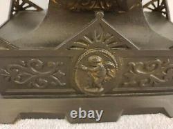 Antique 1874 Seth Thomas & Sons No. 8013 Cast Metal Figural Mantel Shelf Clock