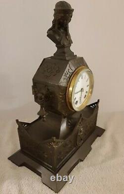 Antique 1874 Seth Thomas & Sons No. 8013 Cast Metal Figural Mantel Shelf Clock