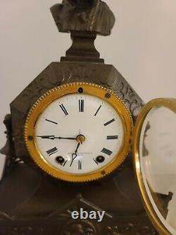 Antique 1874 Seth Thomas & Sons No. 8013 Cast Metal Figural Mantel Shelf Clock