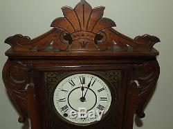 Antique 1875 SETH THOMAS Walnut Victorian Parlor Clock with Brass Lyre Movement