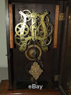 Antique 1875 SETH THOMAS Walnut Victorian Parlor Clock with Brass Lyre Movement