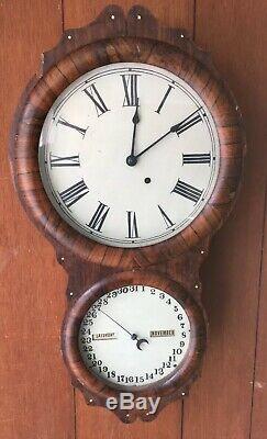 Antique 1875 Seth Thomas Office Calendar Dual Dial Wall Clock