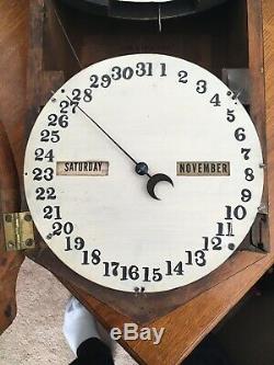 Antique 1875 Seth Thomas Office Calendar Dual Dial Wall Clock