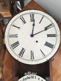 Antique 1875 Seth Thomas Office Calendar Dual Dial Wall Clock