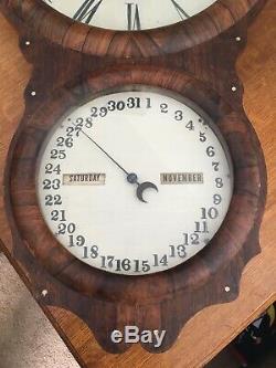 Antique 1875 Seth Thomas Office Calendar Dual Dial Wall Clock