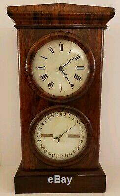 Antique 1879 SETH THOMAS No. 3 Parlor 8 Day Double Dial Rosewood Calendar Clock