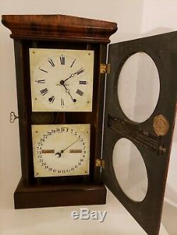 Antique 1879 SETH THOMAS No. 3 Parlor 8 Day Double Dial Rosewood Calendar Clock