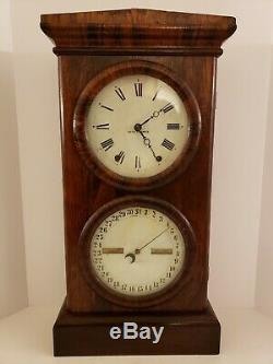 Antique 1879 SETH THOMAS No. 3 Parlor 8 Day Double Dial Rosewood Calendar Clock