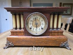 Antique 1880 SETH THOMAS Victorian Brown Adamantine Wood Grain Mantel Clock