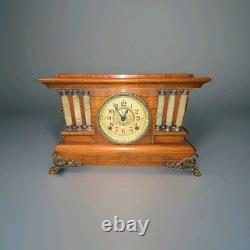 Antique 1880 SETH THOMAS Victorian Brown Adamantine Wood Grain Mantel Clock