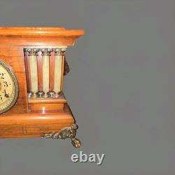 Antique 1880 SETH THOMAS Victorian Brown Adamantine Wood Grain Mantel Clock