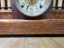 Antique 1880 SETH THOMAS Victorian Brown Adamantine Wood Grain Mantel Clock