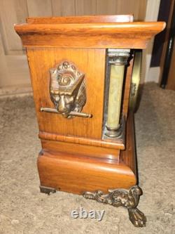 Antique 1880 SETH THOMAS Victorian Brown Adamantine Wood Grain Mantel Clock