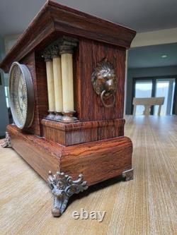 Antique 1880 SETH THOMAS Victorian Brown Adamantine Wood Grain Mantel Clock