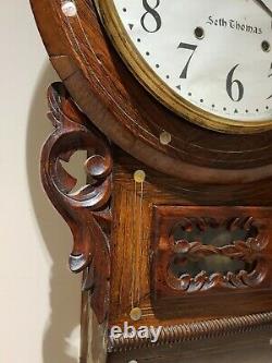 Antique 1880 SETH THOMAS Victorian Round Top Anglo American Regulator Wall Clock