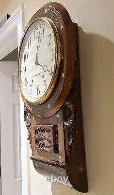 Antique 1880 SETH THOMAS Victorian Round Top Anglo American Regulator Wall Clock