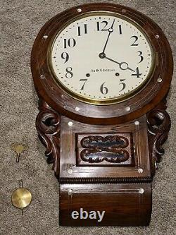 Antique 1880 SETH THOMAS Victorian Round Top Anglo American Regulator Wall Clock