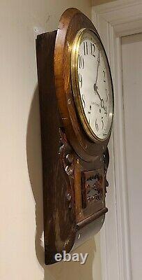 Antique 1880 SETH THOMAS Victorian Round Top Anglo American Regulator Wall Clock