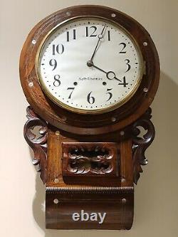 Antique 1880 SETH THOMAS Victorian Round Top Anglo American Regulator Wall Clock