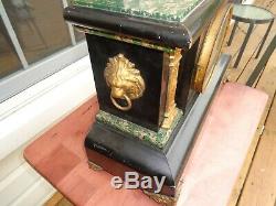 Antique 1880 Seth Thomas #102 Adamantine Mantle Clock Faux Marble Brass Accents