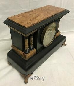 Antique 1880 Seth Thomas Adamantine Mantle Clock Paper Label Chime Key Running