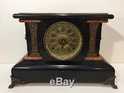 Antique 1880 Seth Thomas Clock Co. Adamantine Mantle Clock with Key